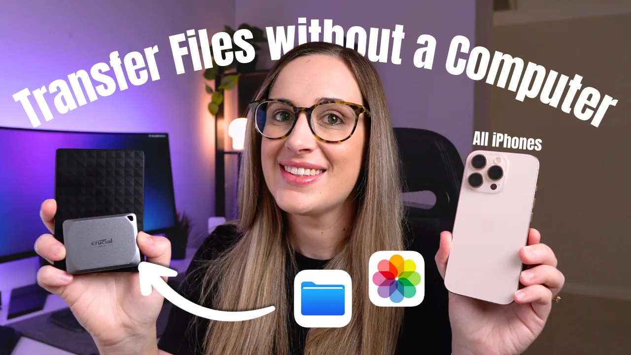 iPhone connected to an external SSD with the Files app open